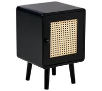 Beliani Mesita de Noche Frente de ratán sintético Chapa de MDF mesilla Estilo Boho Trenza vienesa Negro Lefroy