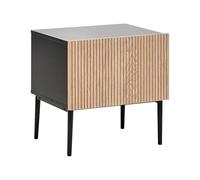 Beliani Mesita de Noche Moderna MDF Frente Acanalado de Madera de Fresno Natural mesilla Dormitorio 1 cajón Negro Blythe