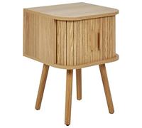 Beliani Mesita de Noche Puertas correderas MDF Patas de Madera Maciza Madera Clara Selah