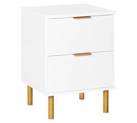 Beliani Mesita de Noche Retro Moderna 2 cajones Elementos Dorados Blanco Walpole
