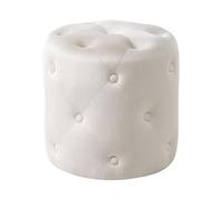 Beliani Moderno puf Decorativo Redondo Acolchado reposapiés de Sala de Estar Blanco Crema Corolla