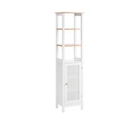 Beliani Mueble de baño Alto 30 x 160 cm almacenaje de baño con estantes MDF Blanco Alamos