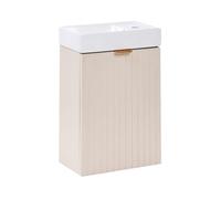 Beliani Mueble de baño suspendido de Pared con Lavabo con Frente Acanalado Beige Jundaira