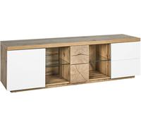 Beliani Mueble tv marrón blanco