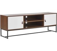 Beliani Mueble tv marrón oscuro blanco