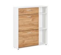 Beliani Mueble Zapatero 2 Compartimentos cajón estantes Abiertos Madera de ingeniería Madera Clara Blanco Mackay