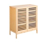 Beliani Mueble Zapatero aparador 2 Puertas de bambú Puertas correderas con baldas almacenaje Estilo Boho Madera Clara Midwood