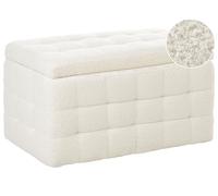 Beliani Otomana de bouclé Blanco 72 x 40 cm Tela almacenaje Banco Dormitorio Michigan