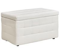 Beliani Otomana de Piel sintética Blanca 72 x 40 cm Tela almacenaje Banco Dormitorio Michigan