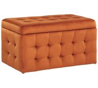 Beliani Otomana de Terciopelo Naranja 72 x 40 cm Tela almacenaje Banco Dormitorio Michigan