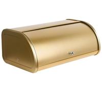 Beliani Panera de metal de acero inoxidable con tapa enrollable 45 x 26 x 17 cm dorado Delectation