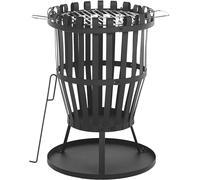Beliani Pozo de fuego con parrilla metal negro