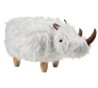Beliani Puf Animal Taburete de Pelo sintético habitación Infantil Motivo Rinoceronte Blanco Woolly