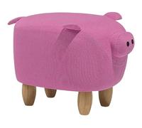 Beliani Puf Animal Taburete para niños Cerdo Patas de Madera de Tela Rosa reposapiés Piggy