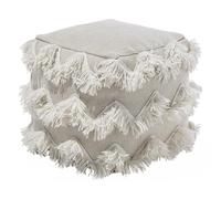 Beliani Puf Beige de algodón Hilos borlas Decorativo Boho rústico Nashik