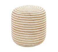 Beliani Puf Boho Trenzado Redondo Yute 40 x 40 x 40 cm Beige a Rayas Blancas Resafa
