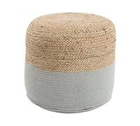 Beliani Puf de algodón Yute Gris ø 46 cm Relleno de EPS reposapiés otomana Boho Dalama