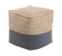 Beliani Puf de algodón Yute Gris Oscuro Beige 44 x 44 cm EPS otomana Boho Moderno Kirama