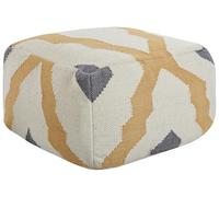 Beliani Puf de Lana Beige Claro Amarillo Gris Punto Hecho a Mano Boho rústico Zeugma