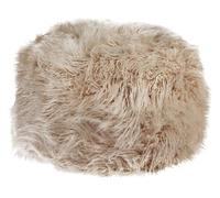 Beliani Puf de Pelo sintético Relleno de EPS Cuadrado Estampado Liso 50 x 50 x 30 cm Gris Pardo Tukki