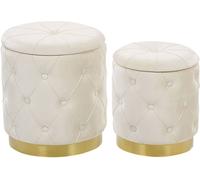 Beliani Puf de tejido blanco