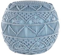 Beliani Puf macramé algodón azul 40 cm 40 cm 40 cm