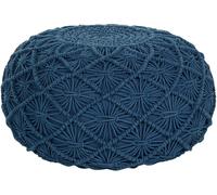 Beliani Puf macramé algodón azul marino 50 cm 50 cm 30 cm
