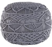 Beliani Puf macramé algodón gris 40 cm 40 cm 40 cm