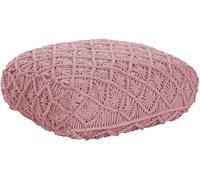 Beliani Puf macramé algodón rosa 50 cm 50 cm 20 cm