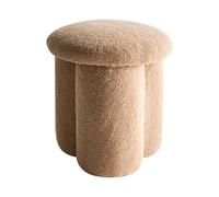 Beliani Puf Moderno Redondo en Forma de Seta reposapiés Dormitorio Sala de Estar Tejido de bouclé Beige Carrington