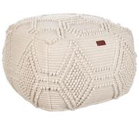 Beliani Puf Moderno reposapiés Tejido a Mano otomana de Lana Beige 60 x 60 x 40 cm Choim