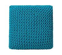 Beliani Puf otomana Azul Marino Tejido de algodón Relleno de EPS reposapiés pequeño Cuadrado 50 x 50 x 31 cm Conrad