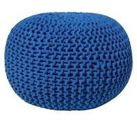 Beliani Puf otomana Azul Tejido de algodón Relleno de EPS reposapiés pequeño Redondo 50 x 35 cm Conrad