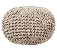 Beliani Puf otomana Beige Tejido de algodón Relleno de EPS reposapiés pequeño Redondo 40 x 25 cm Conrad
