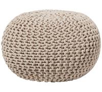 Beliani Puf otomana Beige Tejido de algodón Relleno de EPS reposapiés pequeño Redondo 50 x 35 cm Conrad