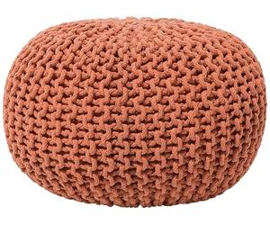 Beliani Puf otomana cobrizo Tejido de algodón Relleno de EPS reposapiés pequeño Redondo 50 x 35 cm Conrad