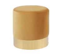 Beliani Puf reposapiés de Terciopelo Amarillo Mostaza con Dorado Redondo Moderno Glamour Sophia