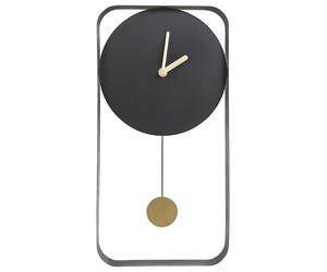Beliani Reloj de Pared decoración Colgante 21 x 40 cm diseño Moderno Minimalista con péndulo Decorativo sin números Acero Negro Servoz