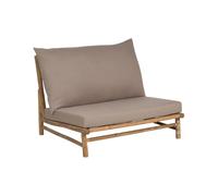 Beliani Silla Baja de Exterior e Interior con Cojines Madera de bambú con Respaldo Cojines mobiliario de Interior Exterior jardín Claro y Gris Pardo Todi