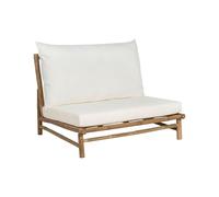 Beliani Silla Baja de Exterior e Interior con Cojines Madera de bambú con Respaldo mobiliario de Interior Exterior jardín Claro y Blanco Todi