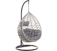 Beliani Silla colgante con soporte gris