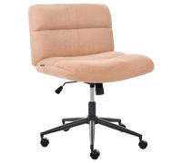 Beliani Silla de Escritorio para Oficina en casa tapizada en bouclé sin reposabrazos Asiento neumático Base giratoria inclinable Rosa melocotón CATLIN