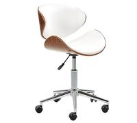 Beliani Silla de Escritorio tapizada en Piel sintética Blanca Elevador de Gas Asiento Ajustable en Altura giratoria con Ruedas Rotterdam