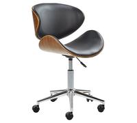 Beliani Silla de Escritorio tapizada en Piel sintética Negra Elevador de Gas Asiento Ajustable en Altura giratoria con Ruedas Rotterdam