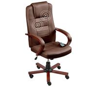 Beliani Silla de Masaje de Piel giratoria con Altura Ajustable y Ruedas para Oficina Moderna ergonómica marrón Oscuro Diamond