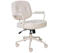Beliani Silla de Oficina de Tela con Estructura metálica función giratoria inclinación Altura Ajustable Muebles de Oficina Blanco Crema Paramus
