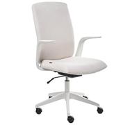 Beliani Silla de Oficina Funcional tapicería de poliéster reposabrazos y reposacabezas Ajustables Ajuste Deslizante de la Altura del Asiento Base giratoria Respaldo reclinable Beige Claro Captain