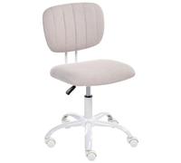 Beliani Silla giratoria de Escritorio Elegante tapizado de Tela Estructura de Hierro Oficina en casa habitación Infantil Altura Ajustable sin reposabrazos Beige Claro Bubbly