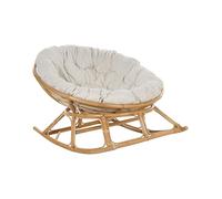 Beliani Silla Mecedora Boho ratán Beige Claro Cojines Tela algodón Resistencia Media Interior Natural Orvieto