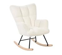 Beliani Silla Mecedora de bou structura Negro Madera Clara Patas de Madera Blanco Oulu
